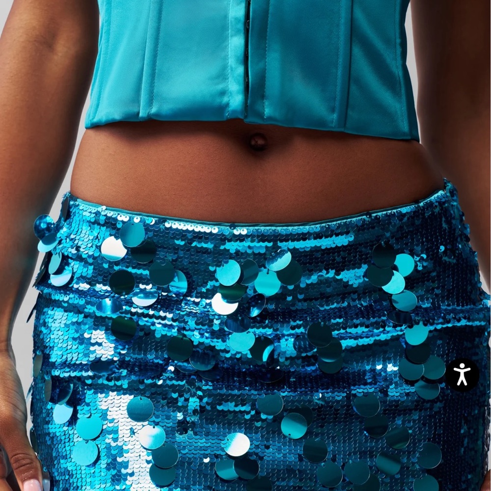 Danielle Guizio Low Rise Paillette Skirt in Tropic - Picture 3 of 6